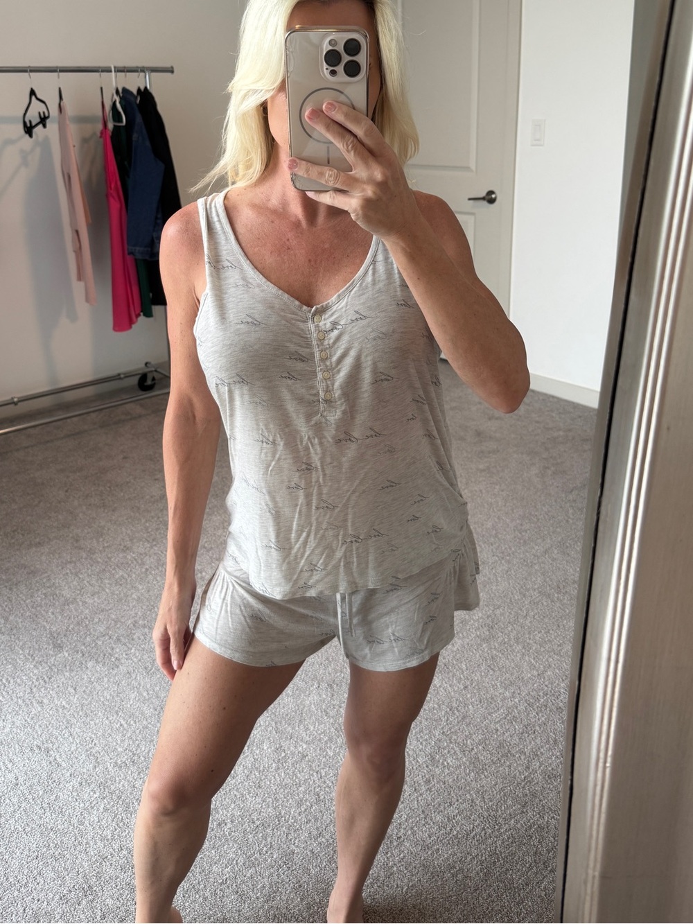 LOVE by Gap Light Gray Sleep Tank & Shorts Set Size Small - Picture 1 of 13